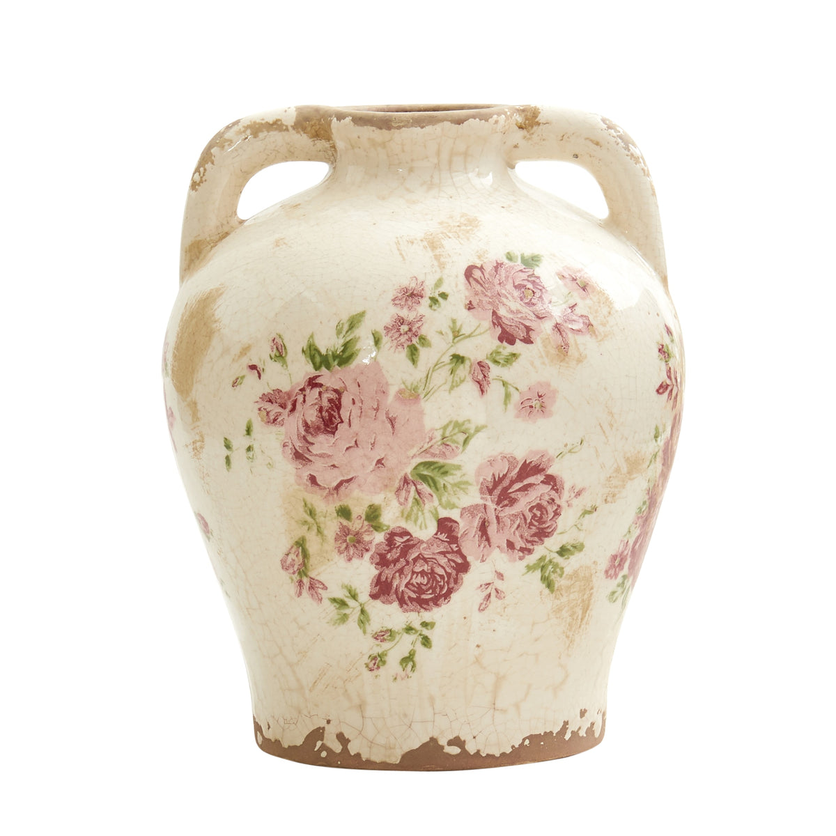 8" Tuscan Ceramic Floral Print Vase by Nearly Natural