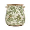10" Tuscan Ceramic Green Scroll Planter by Nearly Natural