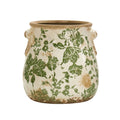 6.5" Tuscan Ceramic Green Scroll Planter by Nearly Natural
