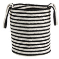 13" Boho Chic Basket Handwoven Black and White Stripe by Nearly Natural