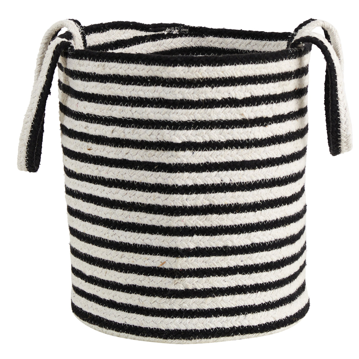 13" Boho Chic Basket Handwoven Black and White Stripe by Nearly Natural