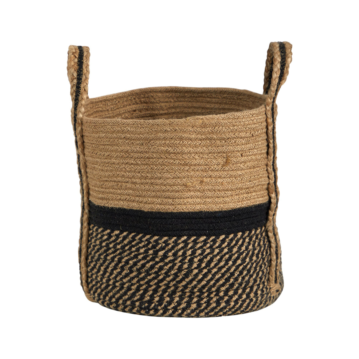 13" Handmade Natural Jute Basket with Handles by Nearly Natural