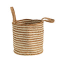 14" Boho Chic Basket Cotton and Jute Stripe with Handles by Nearly Natural
