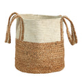 14" Boho Chic Basket Natural Cotton and Jute with Handles by Nearly Natural