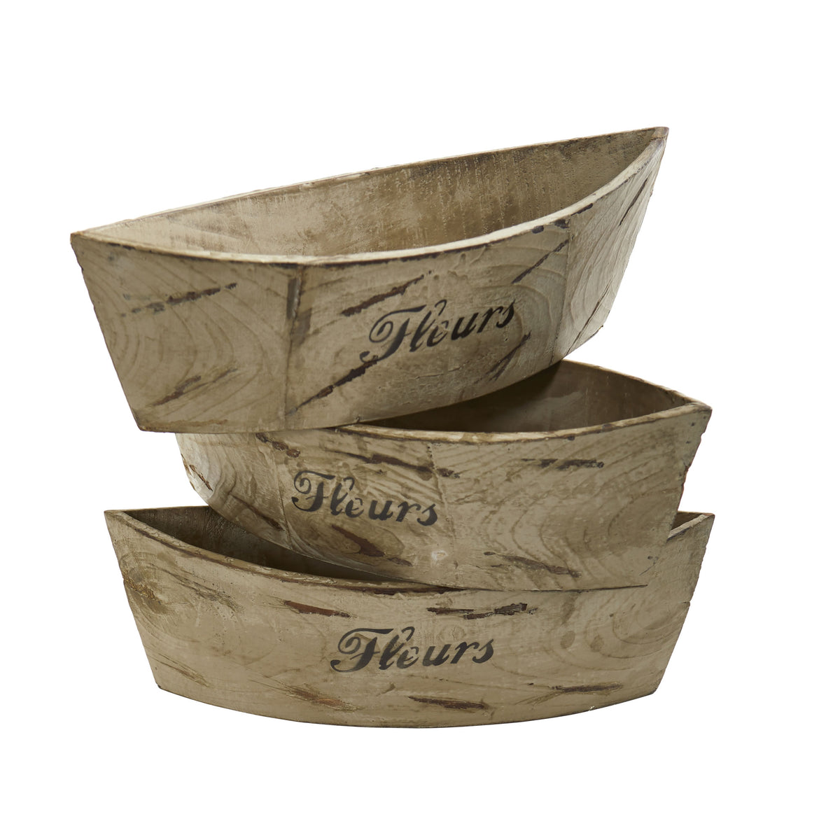 5" White Washed Wood Planter (Set of 3) by Nearly Natural