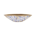13" Tuscan Ceramic Blue Scroll Decorative Bowl by Nearly Natural