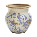 10.5" Tuscan Ceramic Blue Scroll Urn Vase by Nearly Natural