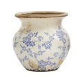 7" Tuscan Ceramic Blue Scroll Urn Vase by Nearly Natural