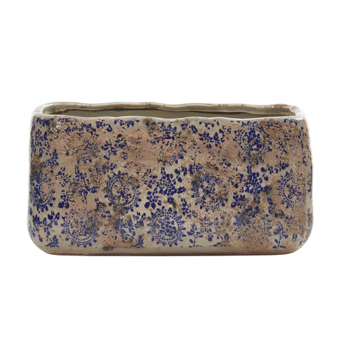 10" Tuscan Ceramic Rectangle Planter by Nearly Natural