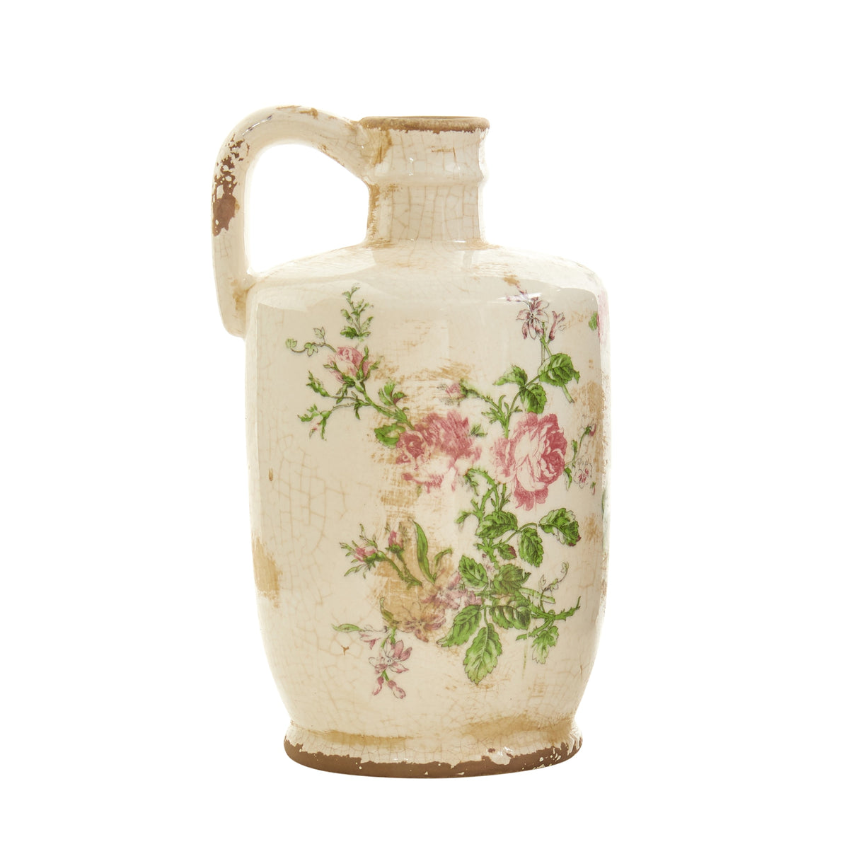 10" Tuscan Ceramic Floral Print Pitcher by Nearly Natural