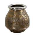 9.5" Textured Bronze Vase with Silver Rim by Nearly Natural