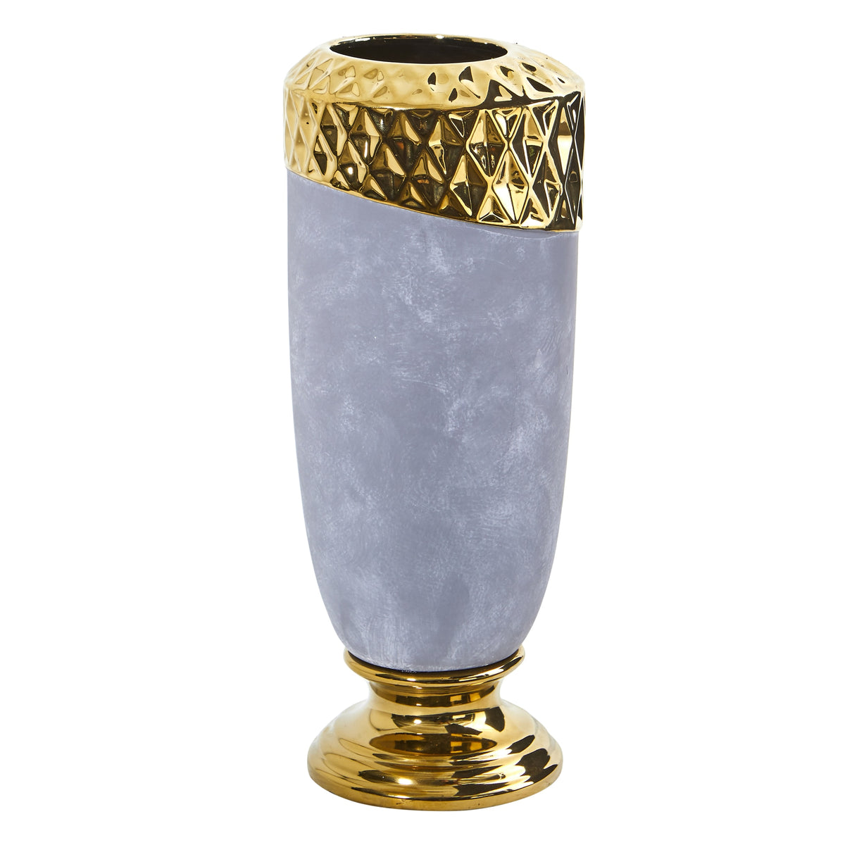 11.5" Regal Stone Vase with Gold Accents by Nearly Natural