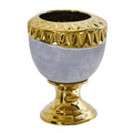 9.25" Regal Stone Urn with Gold Accents by Nearly Natural