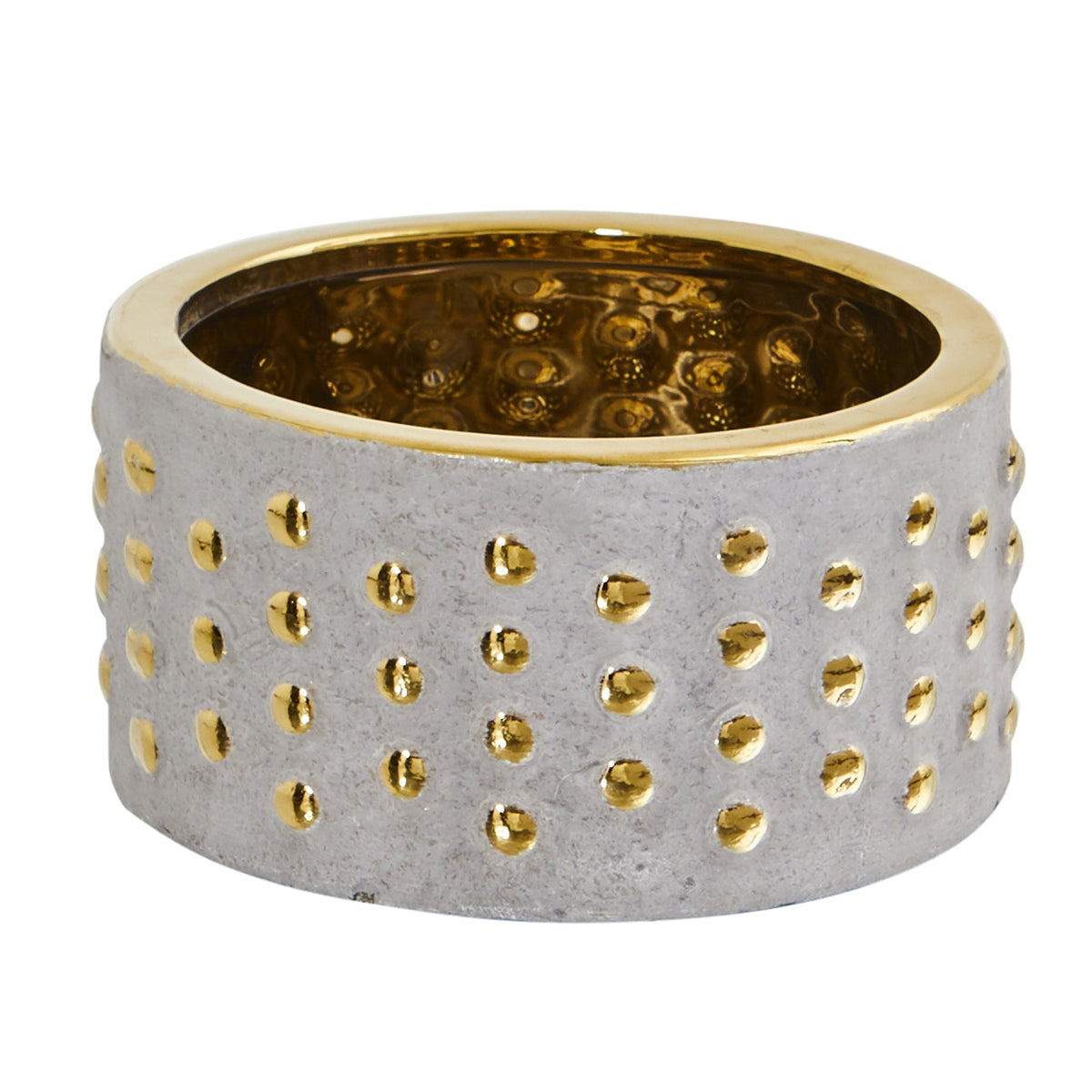 6.75" Regal Stone Hobnail Planter with Gold Accents by Nearly Natural