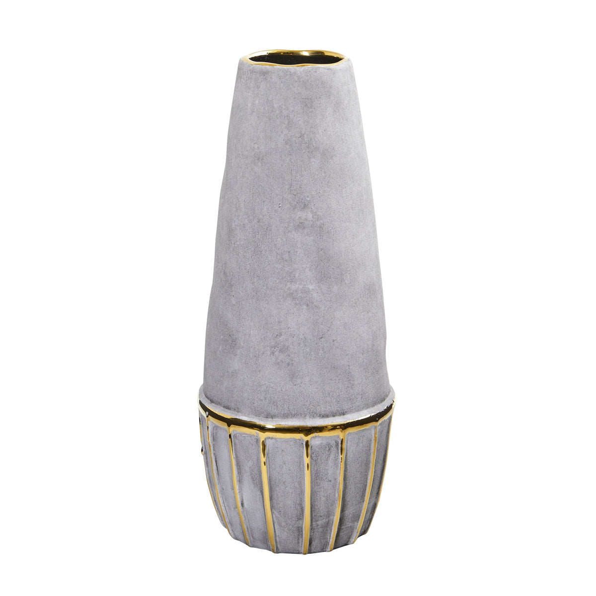 15" Regal Stone Decorative Vase with Gold Accents by Nearly Natural
