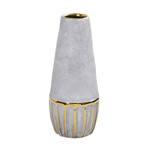 10" Regal Stone Decorative Vase with Gold Accents by Nearly Natural