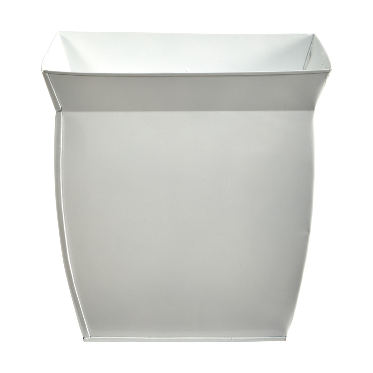 11.75" Fluted Metal Square Planter by Nearly Natural in White