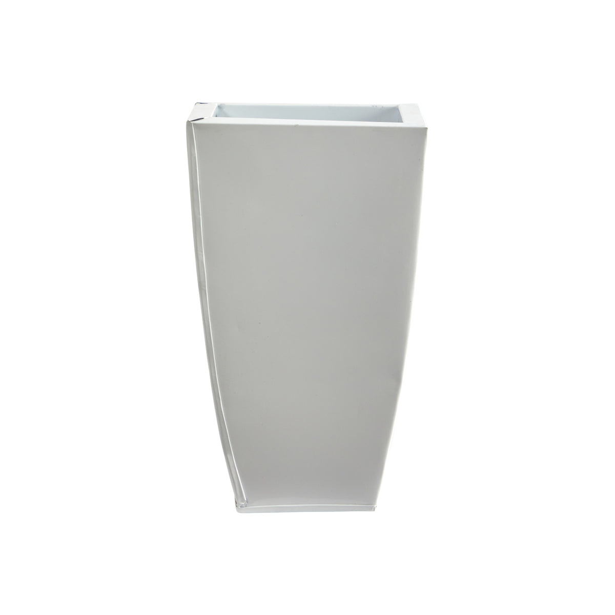 13" Tapered Square Metal Planter by Nearly Natural in White