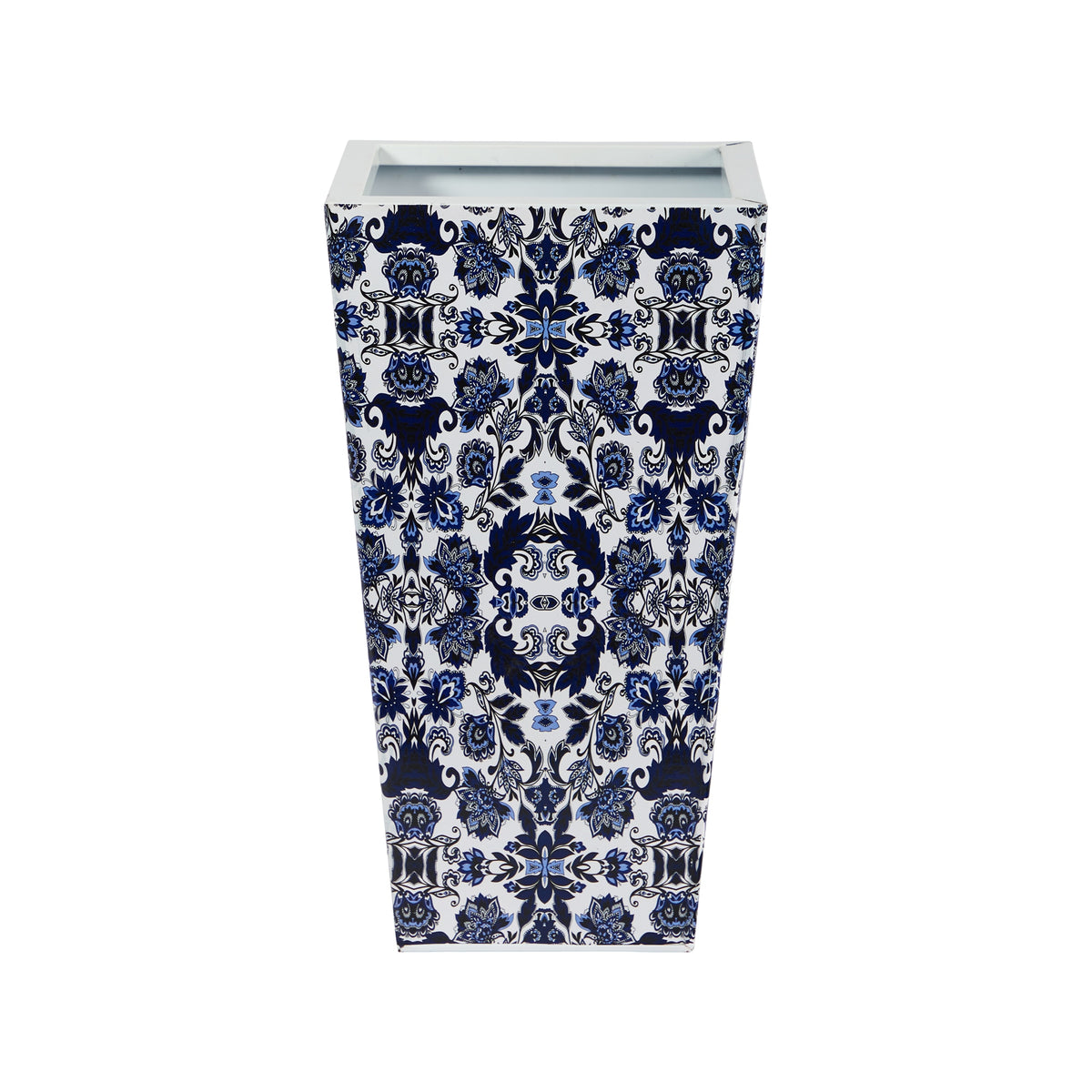 18" Oriental Blue and White Classic Metal Planter by Nearly Natural