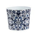 12" Oriental Blue and White Classic Round Metal Planter by Nearly Natural