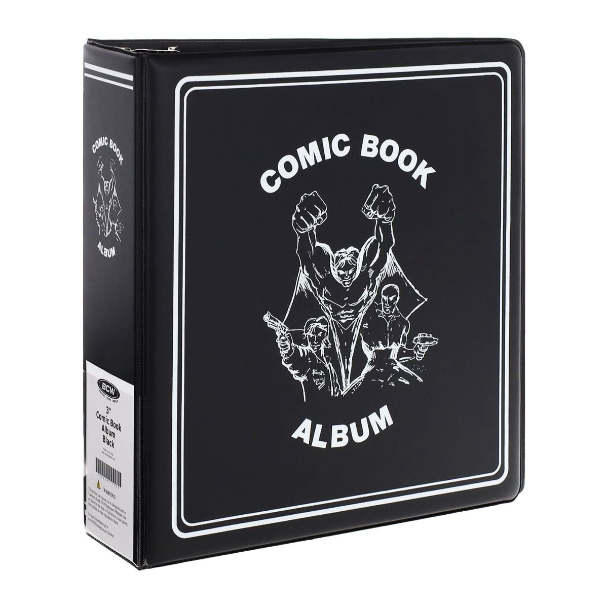 BCW black 3-inch comic book album, front and spine