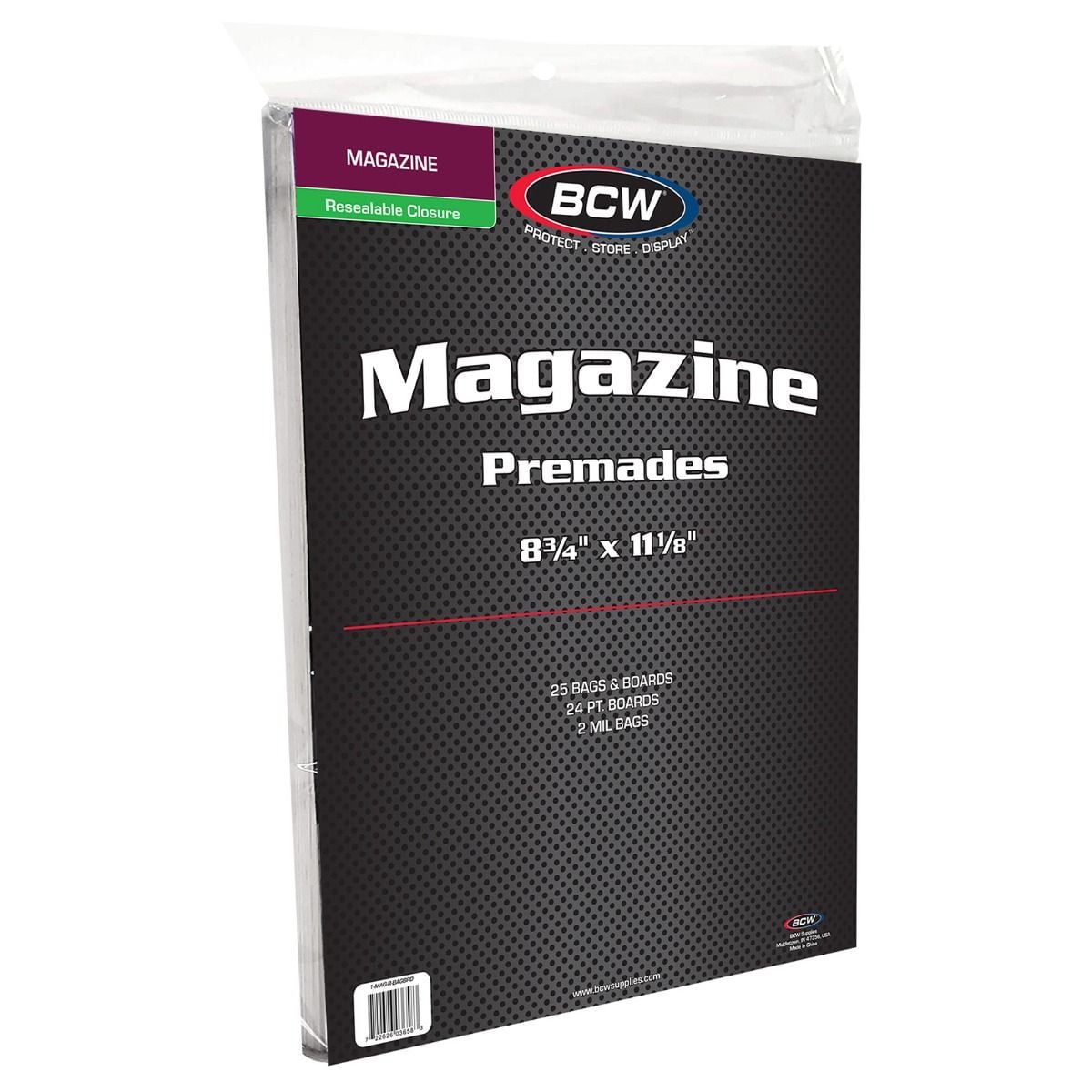 Premade Resealable Magazine Bag and Board