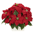 Poinsettia w/White Wash Planter by Nearly Natural in Red