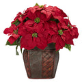 18" Poinsettia w/Decorative Vase by Nearly Natural in Red