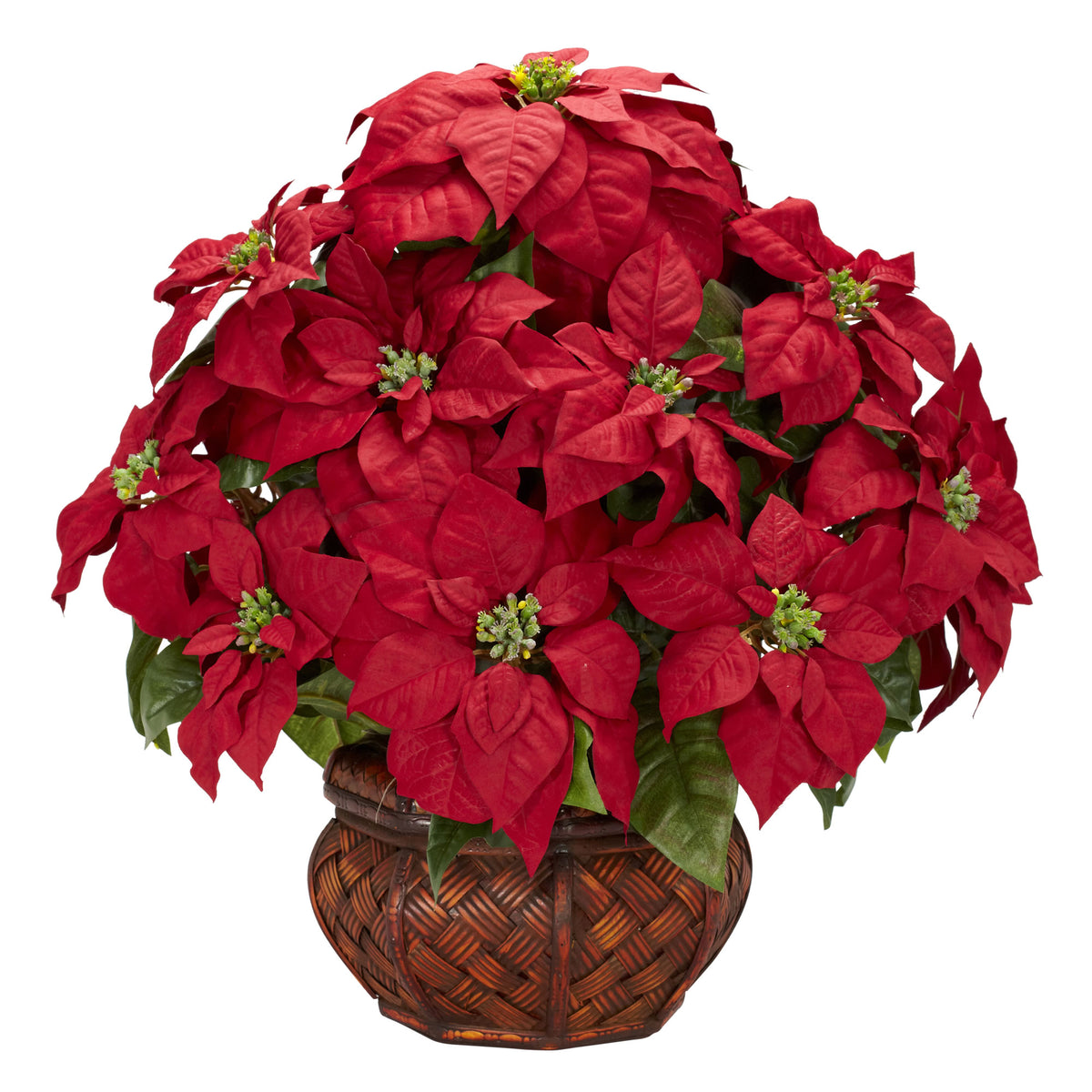 22" Poinsettia w/Decorative Planter by Nearly Natural in Red