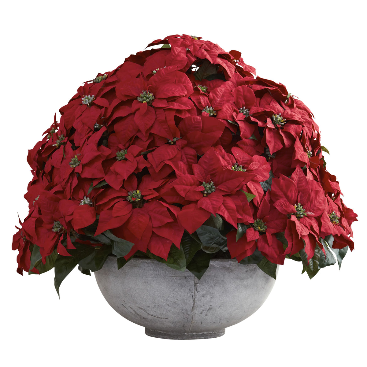 29.75" Giant Poinsettia Arrangement w/Decorative Planter by Nearly Natural