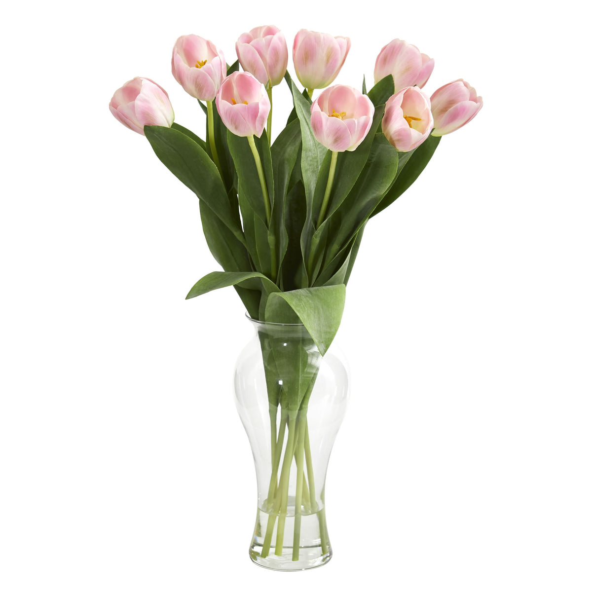 24" Tulips Artificial Arrangement in Vase by Nearly Natural in Pink