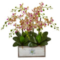 23" Phalaenopsis Orchid Arrangement in Decorative Wood Vase by Nearly Natural