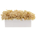 6" Dahlia Artificial Arrangement in White Planter by Nearly Natural in Cream