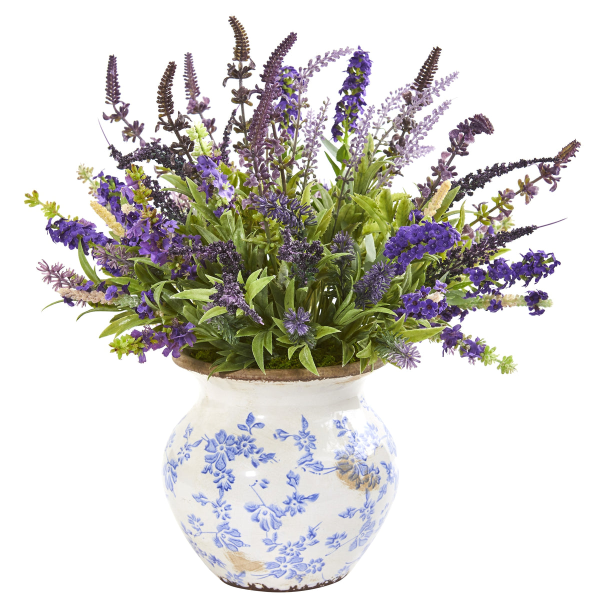 17" Lavender Artificial Arrangement in Floral Vase by Nearly Natural