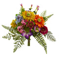 13" Mixed Flowers Artificial Bush (Set of 2) by Nearly Natural