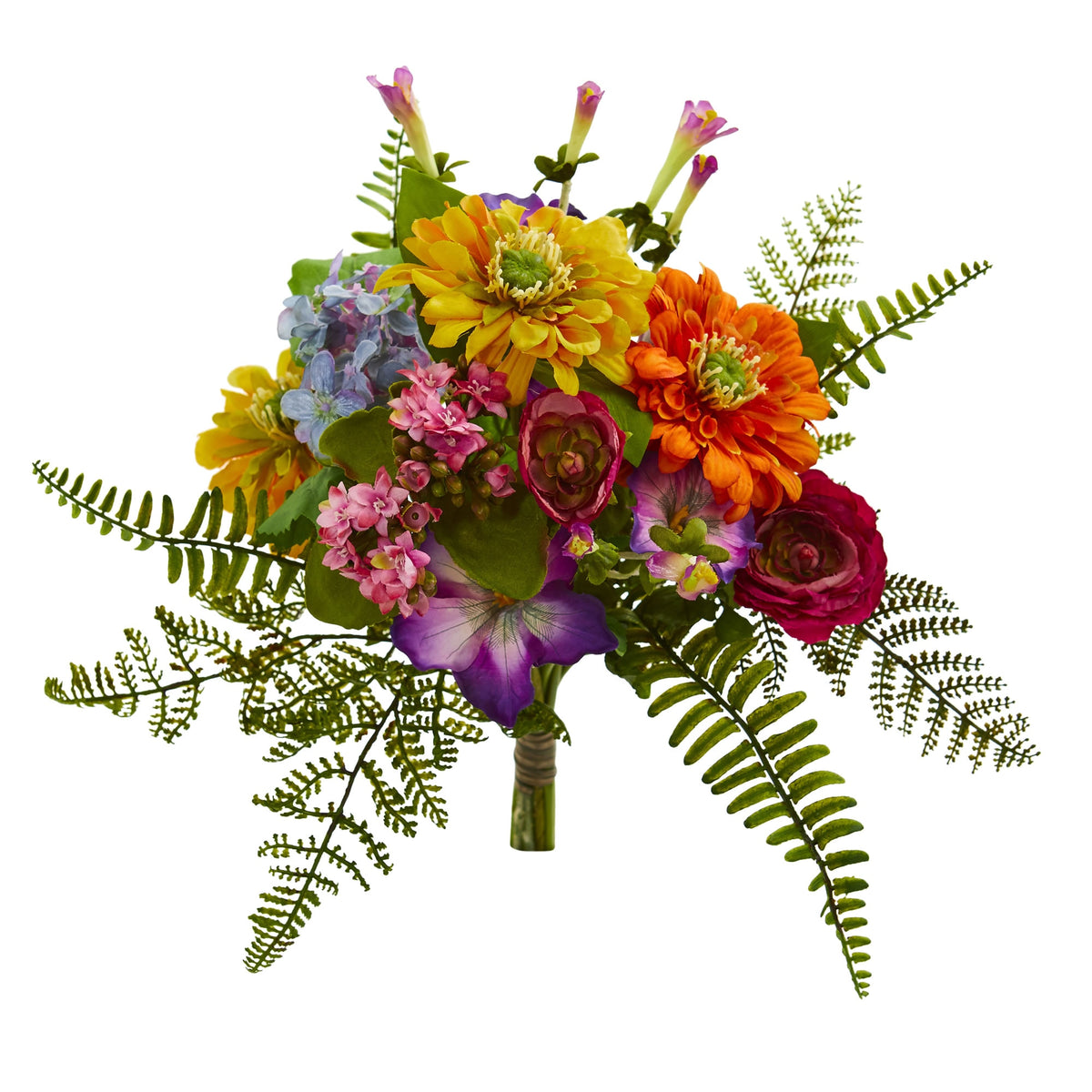 13" Mixed Flowers Artificial Bush (Set of 2) by Nearly Natural