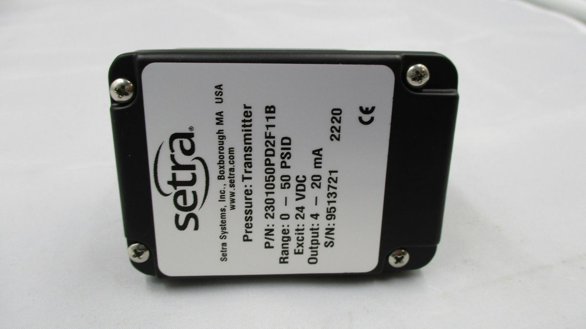 Setra Systems Setra Pressure Transducer, Wet to Wet, 0-50 PSID, 1/4" NPT, 4-20mA 2301050PD2F11B