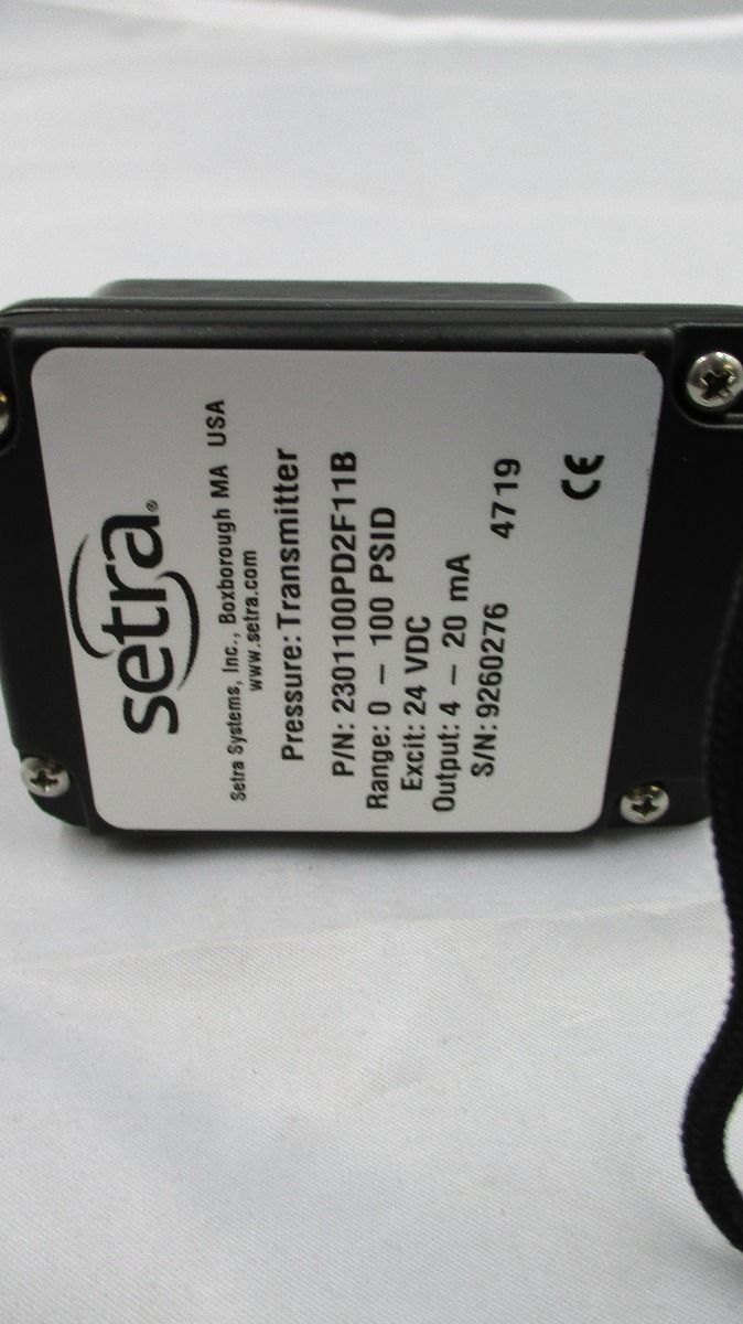 Setra Systems Setra Pressure Transducer, Wet to Wet, 0-100 PSID, 1/4" NPT, 4-20mA 2301100PD2F11B