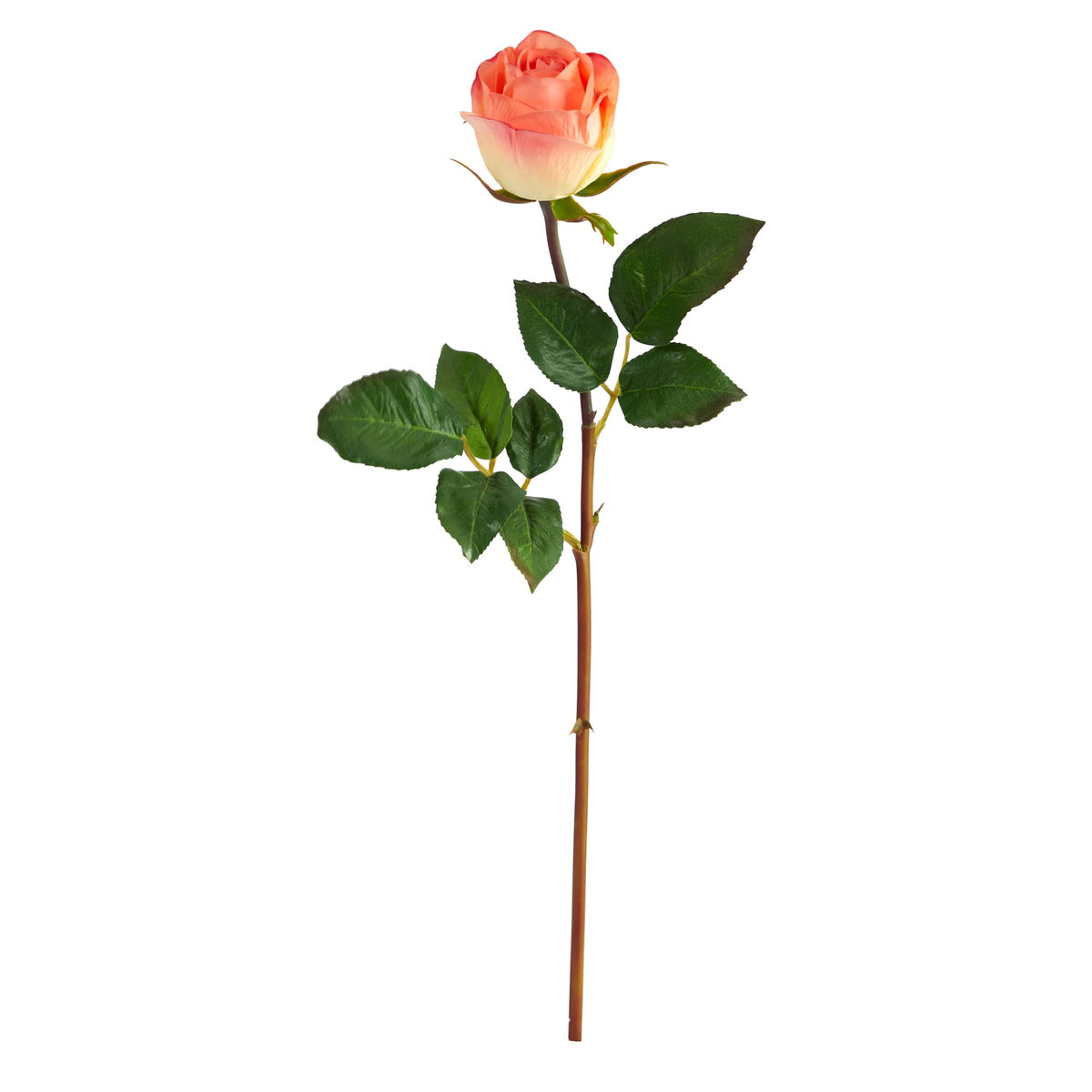 20" Rose Artificial Bud Flower (Set of 6) by Nearly Natural in Salmon