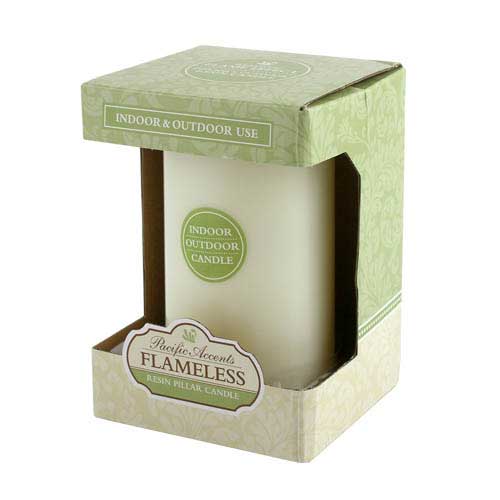 Resin Flameless 3" x 4.75" Ivory Pillar Candle With Melted Top