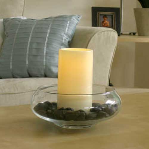 Flameless 3" x 6" Flat Top Ivory Wax Pillar Candle