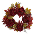 24" Peony Sedum Wreath by Nearly Natural