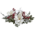 17" Frosted Magnolia & Berry Candelabrum by Nearly Natural