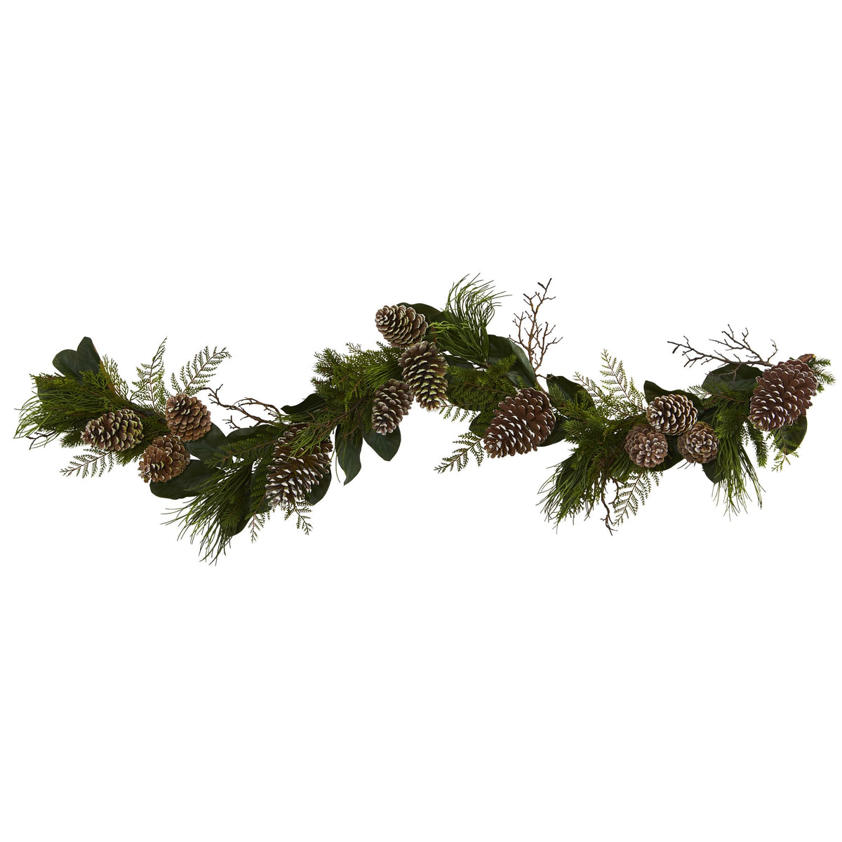 6' Pine Cone and Pine Garland by Nearly Natural