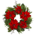 28" Poinsettia and Pine Wreath by Nearly Natural