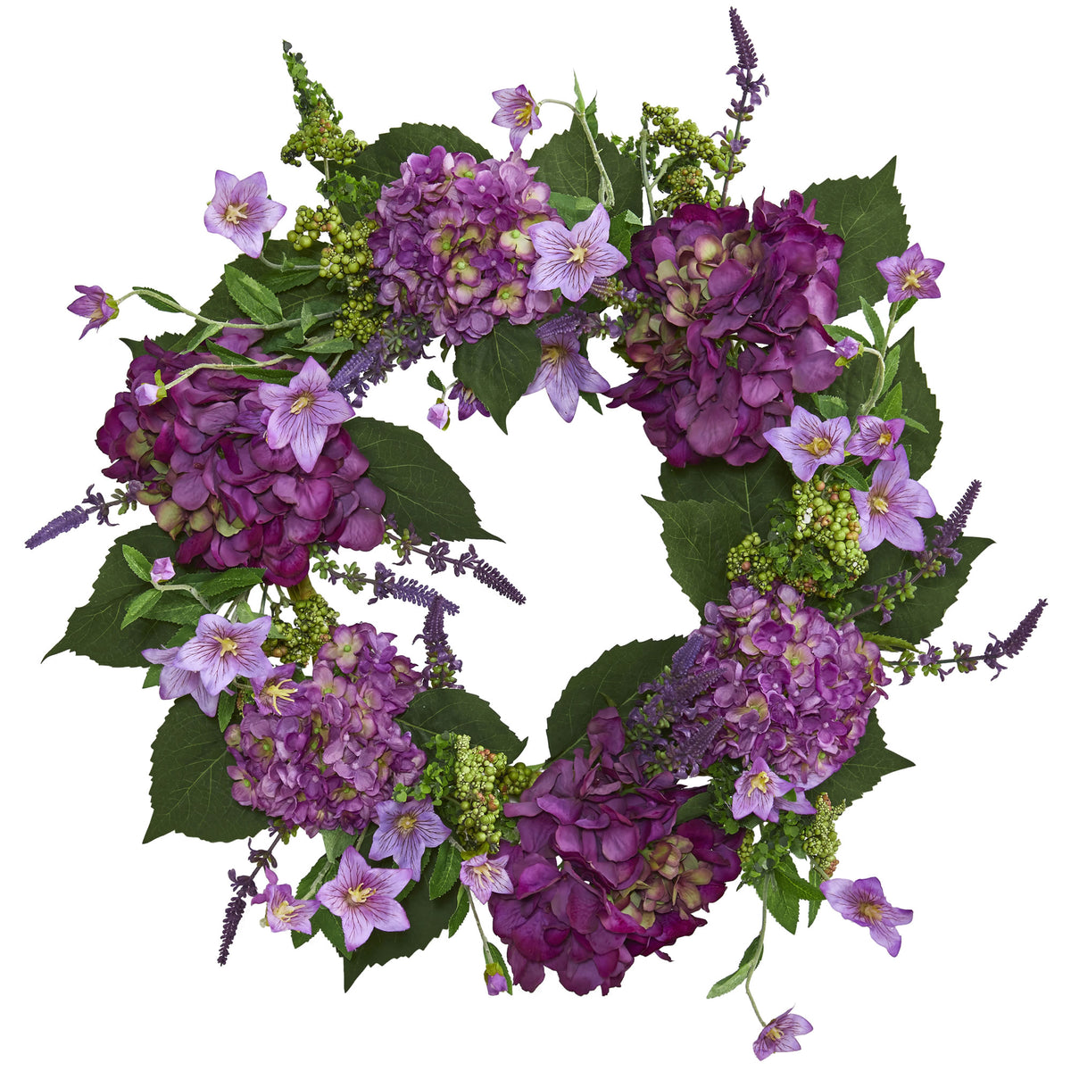 24" Hydrangea Wreath by Nearly Natural