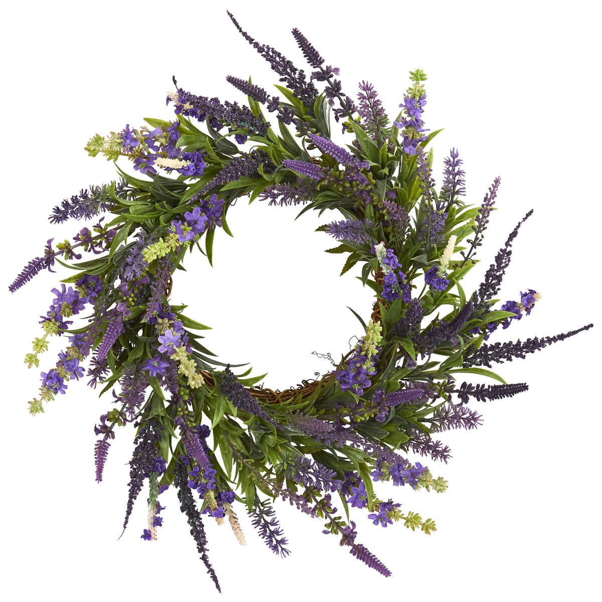 18" Lavender Wreath by Nearly Natural