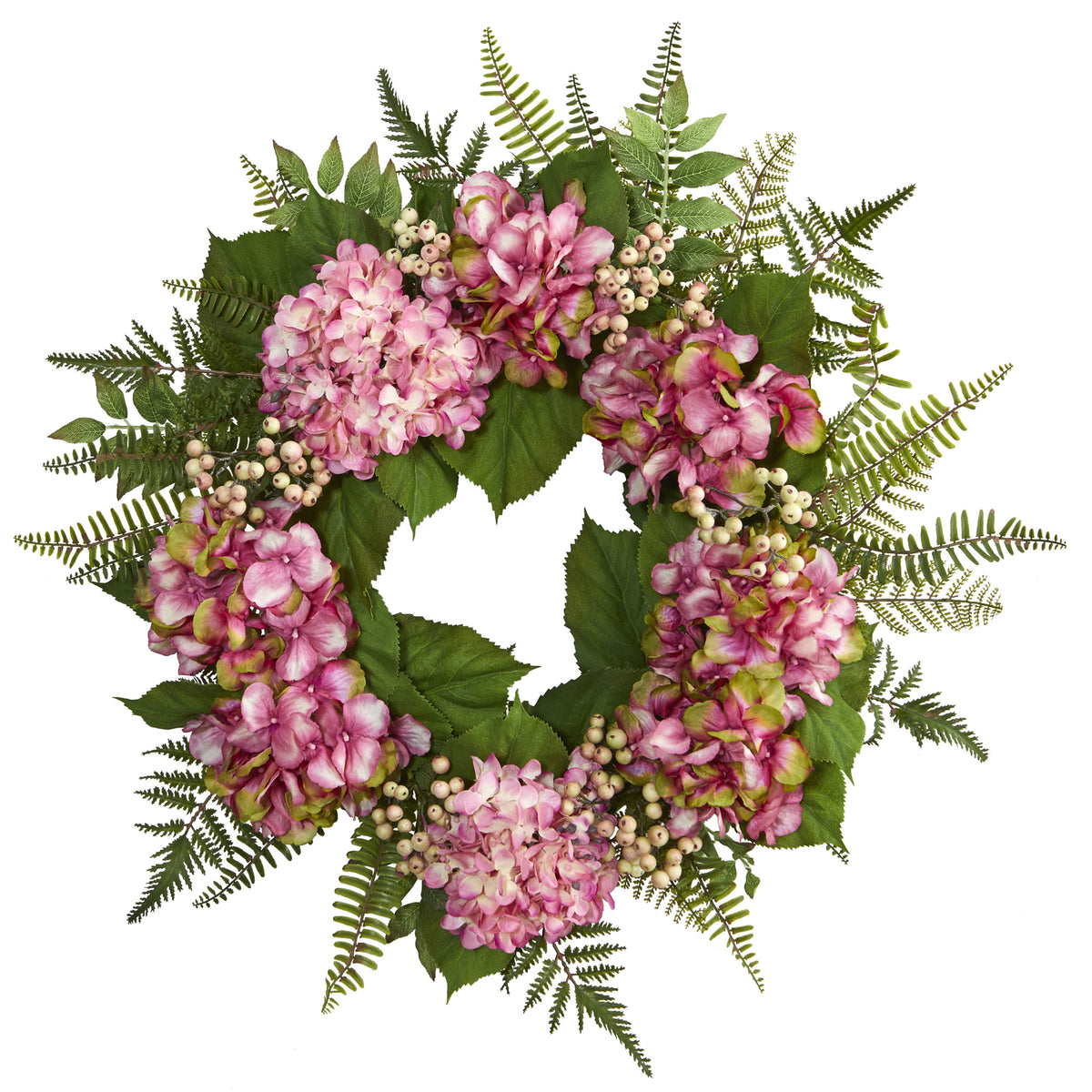 24" Hydrangea Berry Wreath by Nearly Natural