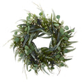 24" Eucalyptus and Mixed Greens Artificial Wreath by Nearly Natural
