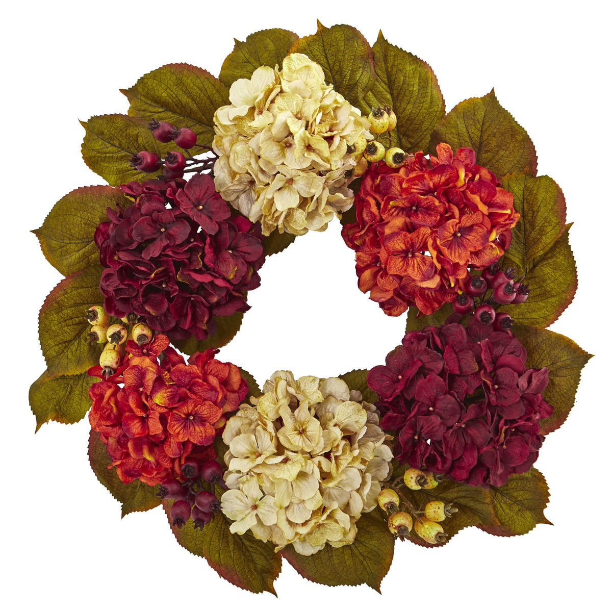 20" Hydrangea Berry Artificial Wreath by Nearly Natural